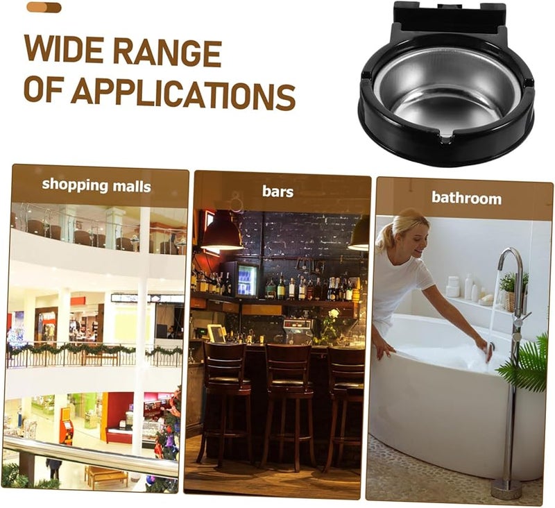 منفضة سجائر سوداء مثبتة على الحائط للاستخدام في الحمامات الخارجية والمنزل للتدخين والسيجار مقاس 13x10x3.5 سم - Image 5